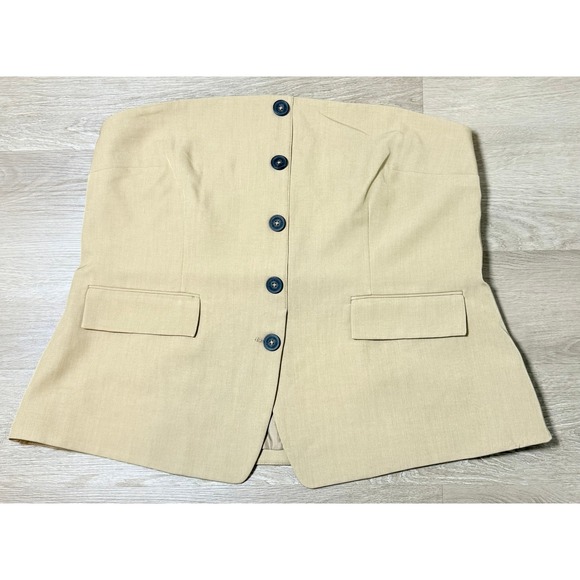 Kenneth Cole Chai Beige Strapless Button-Front TopW XXLNWT Minimal Chic